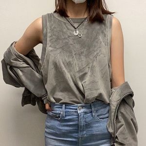 Skims Grey Velvet Track Suit Set, Size 3XL